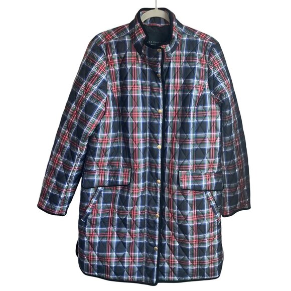 Talbots Large Long Quilted Plaid Barn Coat Jacket Country Side Equestrian Style - Picture 1 of 14